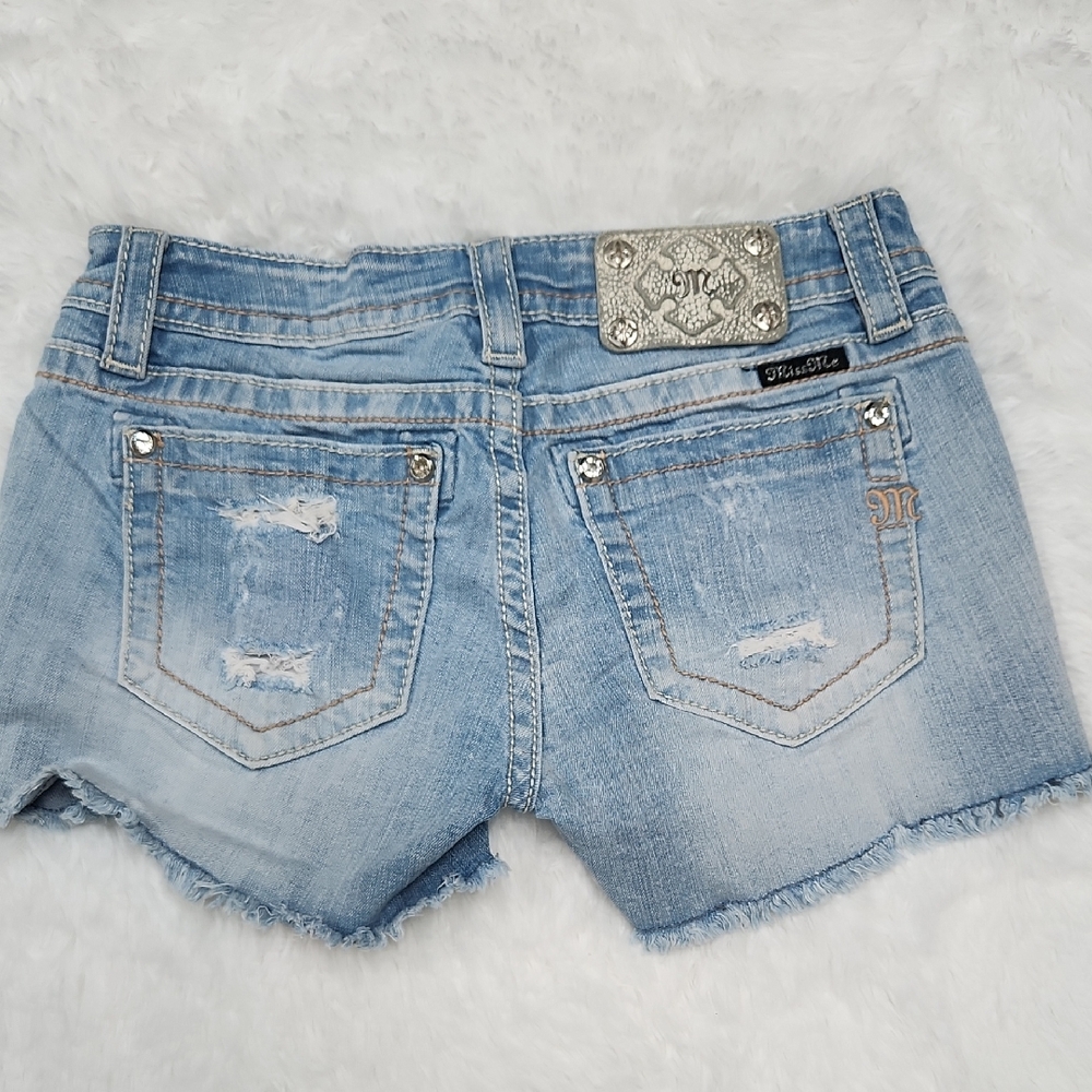 Blue Distressed Denim Shorts